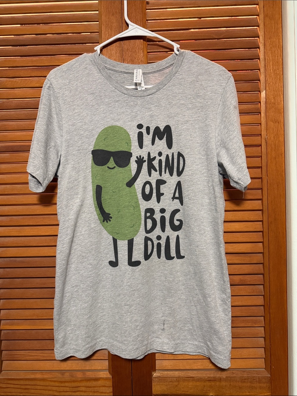 Bella Canvas Gray Tee with Green Pickle Graphic